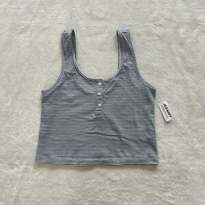 Old Navy Women's Blue and White Striped Tank Top